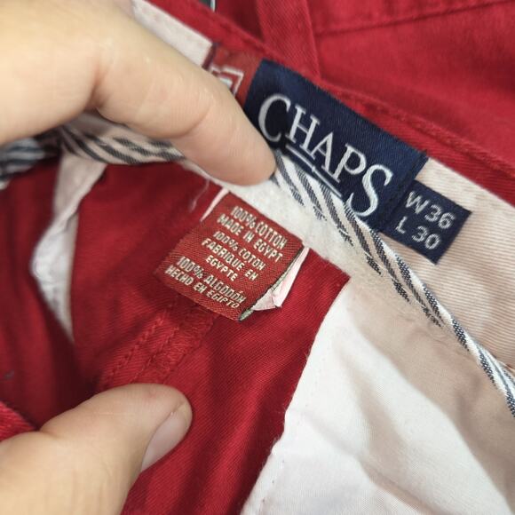 Vintage Chaps Ralph Lauren Pants Mens 36x30 Red NWT Workwear Preppy - Picture 14 of 14